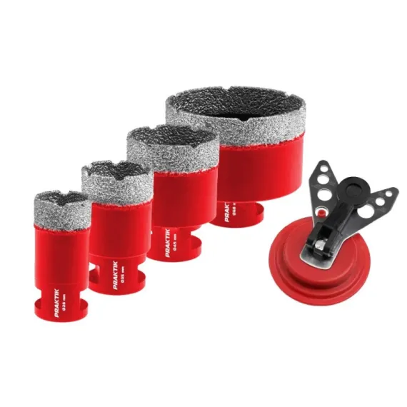 Körkivágó készlet gyémánt Praktik 28/35/45/68 mm 5db műanyag dobozban/ p840