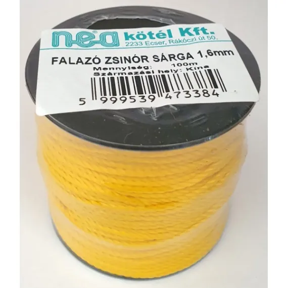 Kőműveszsinór 1,6 mm /100 m sárga