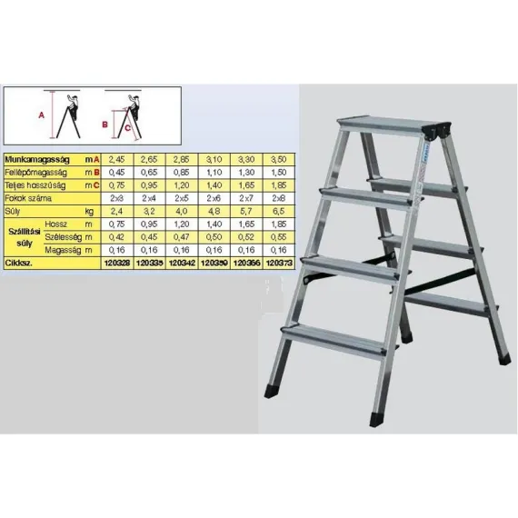 Létra alu krause zsámoly 2x7 fokos dopplo
