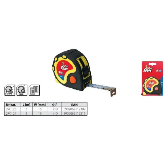 Mérőszalag Top Tools 27c124 5 m/19 mm
