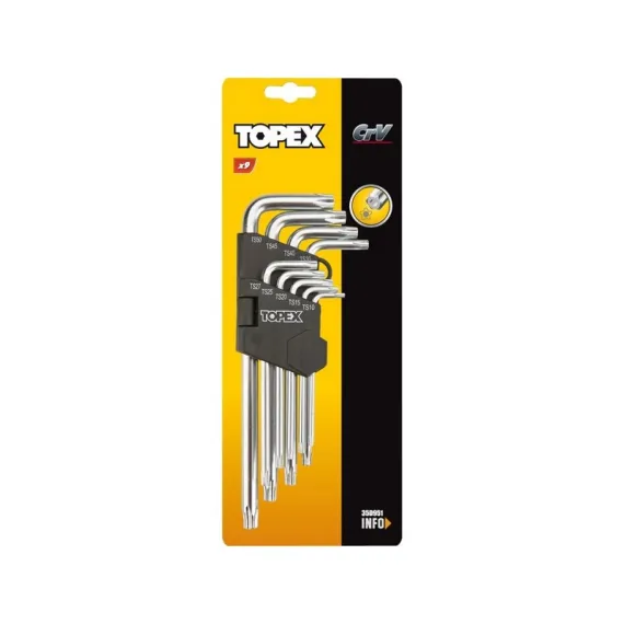 Öt lapú kulcs készlet Topex 35d951 ts10-50 9 r hosszú, lyukas