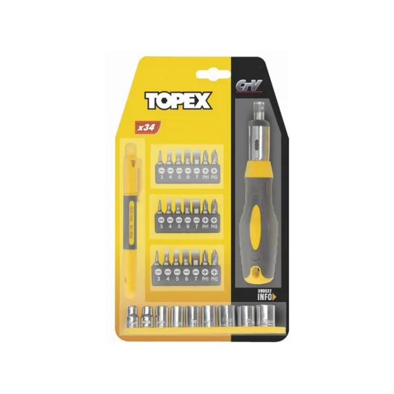 Racsnis csavarhúzó készlet Topex 39d522 34 r