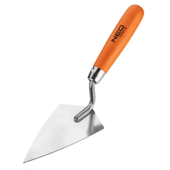 Stukkókanál Neo 50-121, rozsdamentes hegyes, 140x80 mm, fa markolat