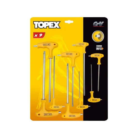 Torx kulcs készlet Topex 35d968 t- nyelű 9 r