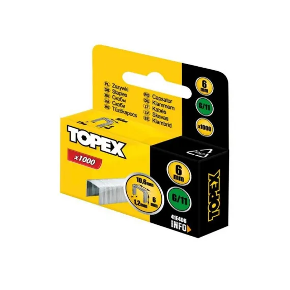 Tűzőkapocs Topex 41e406 6 mm/1000 db g tip.