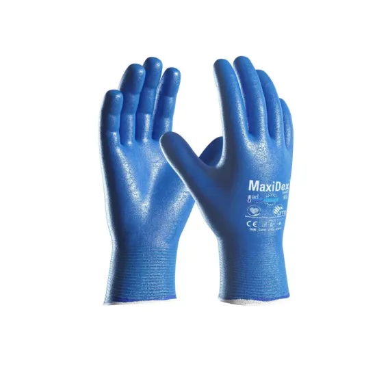 ATG MaxiDex és ViroSan vegy- és olajálló mártott védőkesztyű bliszteres 19-007 - kék - 10/XL, Szín: kék, Méret: 10/XL