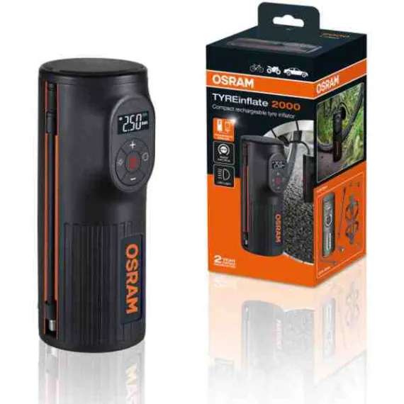 Kompresszor OSRAM OTIR2000 12V újratölthető gumiabroncs légkompresszor 120PSI / 8.3 bar