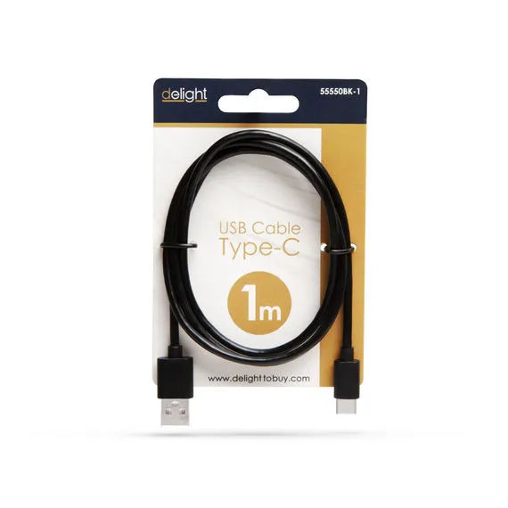 ADATKÁBEL USB-C 1m fekete 55550BK-1 FELSZERELÉS