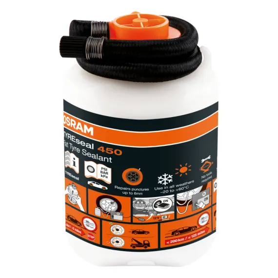 OSRAM OTSB450 DEFEKT JAVÍTÓ FOLYADÉK GYÁRI MINŐSÉG TYREseal 450 GUMITECHNIKA