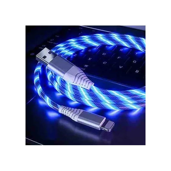 Apple LIGHTNING világító LED töltőkábel kábel - kék színben (1in1) AUTOLIFE