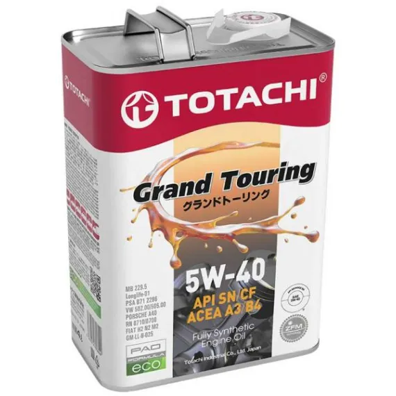 Totachi Grand Touring 5w40 4L SN/CF ACEA A3/B4 502.00/505.00 MB 229.5 FIAT PSA