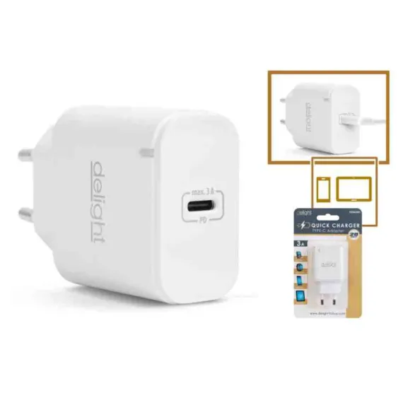 ADAPTER - GYORSTÖLTŐ, TYPE-C FEHÉR / PD20W 55046WH ELEKTROMOS
