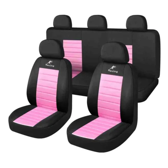 9 részes univerzális üléshuzat szett - pink/fekete (203-6P) AUTOLIFE
