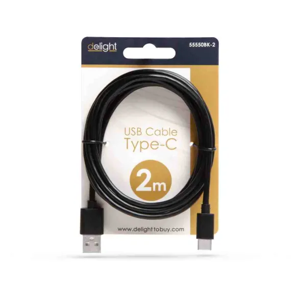 ADATKÁBEL USB-C 2m fekete 55550BK-2 FELSZERELÉS