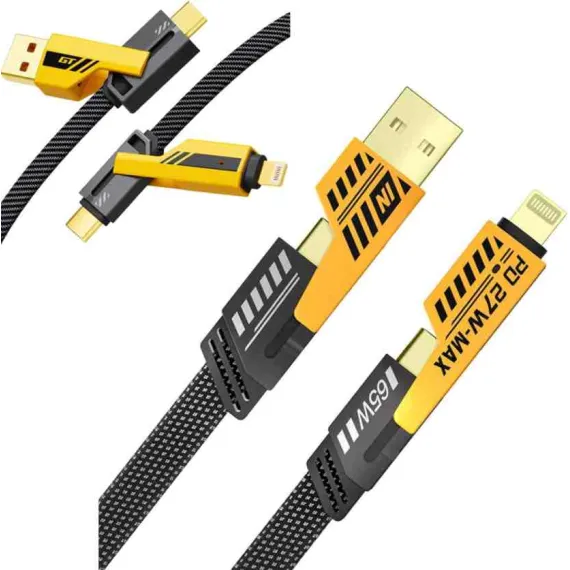 Töltő és adatkábel, többfunkciós, 4 az 1-ben, aranyozott 5A 60 W-os 4IN1GOLD 12224 AUTOLIFE