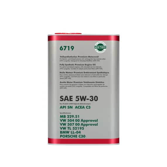 OEM FF VOLKSWAGEN AUDI SKODA SEAT GYÁRI OLAJ 5W30 1L 6719 API SN ACEA C3 507 00 52195 LL-04 229.51