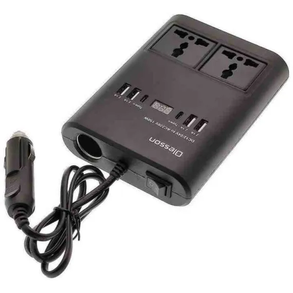 Inverter 150W, 12/24V - AC 220V-ra, 2 hálózati, 4 USB, 2 Type-C csatlakozóval 13276 AUTOLIFE