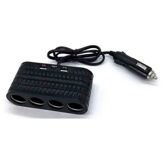 Szivargyújtó elosztó 4-es + 2 USB aljzat + 1 Type-C 12/24V - MAX 120W 13290 AUTOLIFE