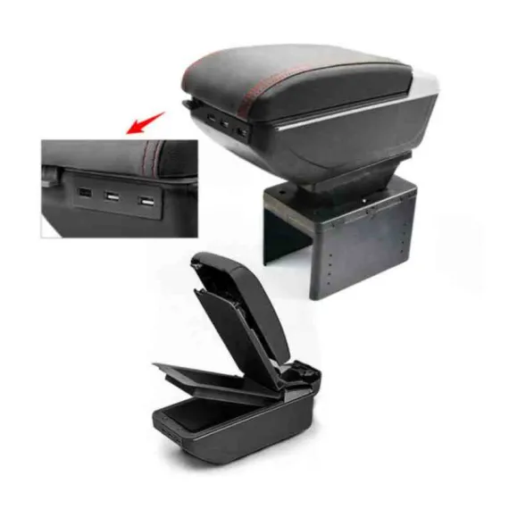 Gyári hatású műbőr univerzális kartámasz-7USB-S -állítható konzol szélesség A-009 (W13145)AUTOLIFE
