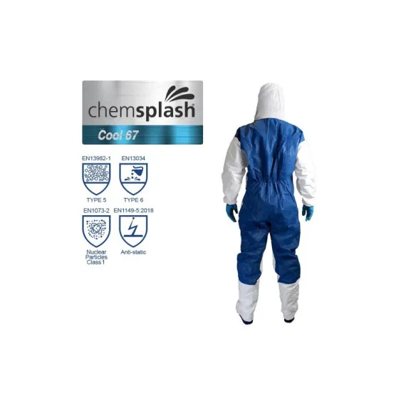 Chemsplash Cool 67 antisztatikus overál - fehér/kék - M, Szín: fehér/kék, Méret: M