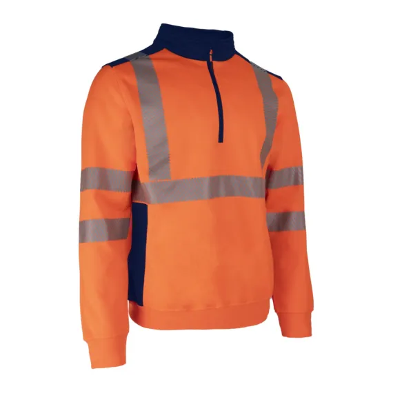 FRISS FLUO NARANCS/SÖTÉTKÉK PULÓVER - XL, Méret: XL