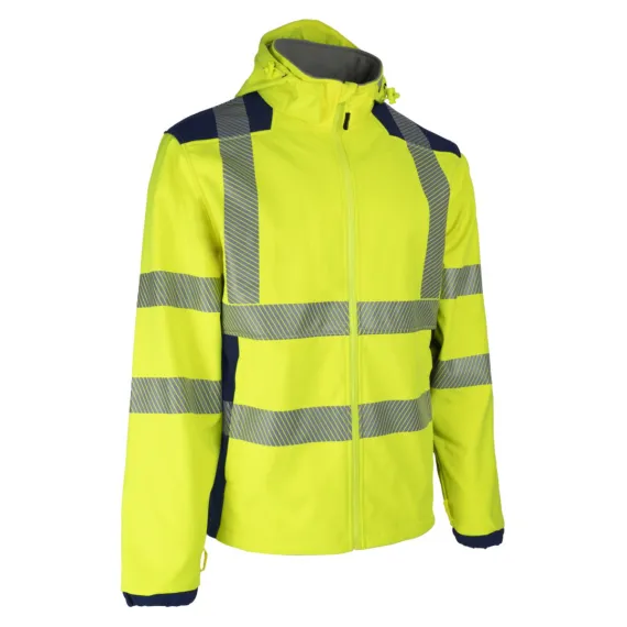NEBULO FLUO SÁRGA/SÖTÉTKÉK SOFTSHELL KABÁT - 4XL, Méret: 4XL