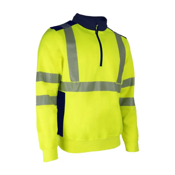 FRISS FLUO SÁRGA/SÖTÉTKÉK PULÓVER - XL, Méret: XL