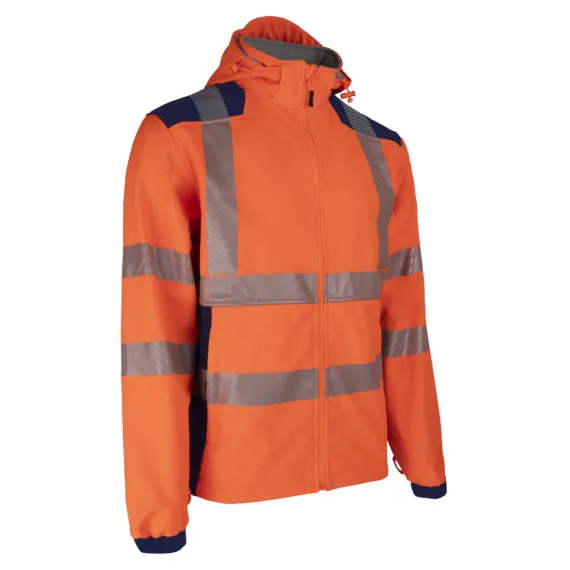 NEBULO FLUO NARANCS/SÖTÉTKÉK SOFTSHELL KABÁT - S, Méret: S