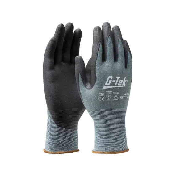 G-TEK X-Treme kötött, nitrilhab tenyérmártott munkavédelmi kesztyű - sötétzöld/szürke - 06/XS, Szín: sötétzöld/szürke, Méret: 06/XS