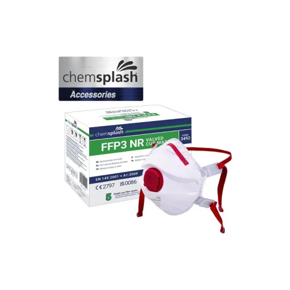 Chemsplash FFP3 szelepes pormaszk (5db) - fehér/piros