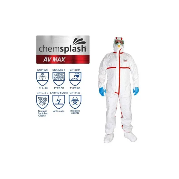Chemsplash AV MAX antisztatikus overál 4B/5B/6B - fehér - 3XL, Szín: fehér, Méret: 3XL