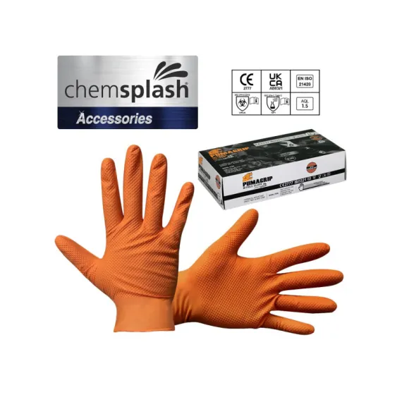 Chemsplash SumoGrip egyszerhasználatos púdermentes nitril kesztyű (50db) - narancs - M, Szín: narancs, Méret: M
