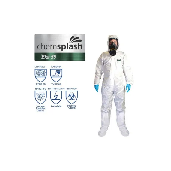Chemsplash Eka 55 overál lábrésszel 5B/6B - fehér - 3XL, Szín: fehér, Méret: 3XL