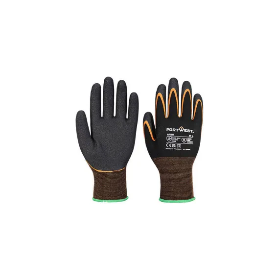 AP35 - Grip 15 dupla nitril mártással ellátott kesztyű - fekete/narancs - XL, Szín: Fekete/narancs, Méret: XL