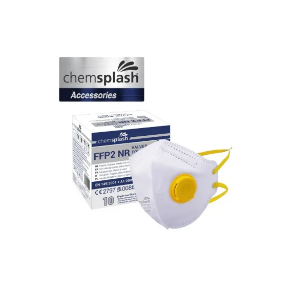 Chemsplash FFP2 összehajtható szelepes maszk (10db) - fehér/sárga