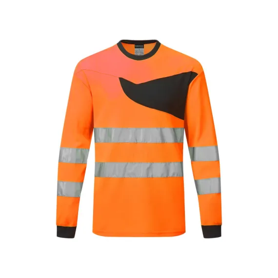PW221 - PW2 Hi-Vis hosszú ujjú póló - sárga/fekete - XL, Szín: sárga/fekete, Méret: XL