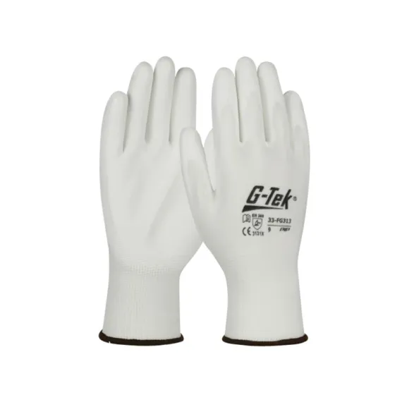 G-TEK kötött, PU tenyérmártott, poliészter munkavédelmi kesztyű - fehér - 10/XL, Szín: fehér, Méret: 10/XL