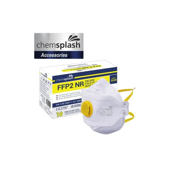 Chemsplash FFP2 összehajtható szelepes maszk (10db) - fehér/sárga
