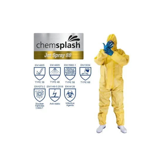 Chemsplash Jet Spray 88 overál lábrésszel 3B/4B 5B/6B - sárga - XXL, Szín: sárga, Méret: XXL