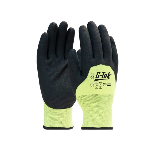 G-TEK kötött, poliamid, PVC mártott munkavédelmi kesztyű akril béléssel - sárga/fekete - 10/XL, Szín: sárga/fekete, Méret: 10/XL