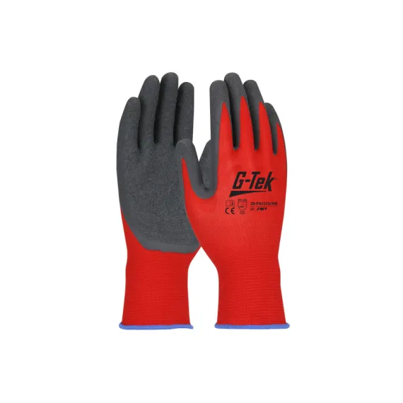 G-TEK kötött, nylon, latexmártott munkavédelmi kesztyű - piros/szürke - 06/XS, Szín: piros/szürke, Méret: 06/XS
