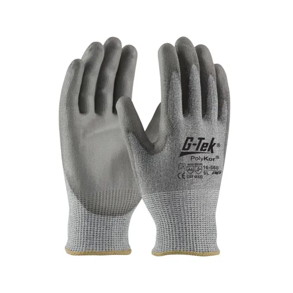 G-TEK PolyKor kötött, PU mártott munkavédelmi kesztyű - szürke - 10/XL, Szín: szürke, Méret: 10/XL