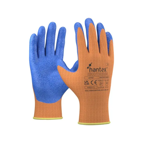 HANTEX Hi-Vis latexmártott téli kesztyű - narancs/kék - 08/M, Szín: narancs/kék, Méret: 08/M