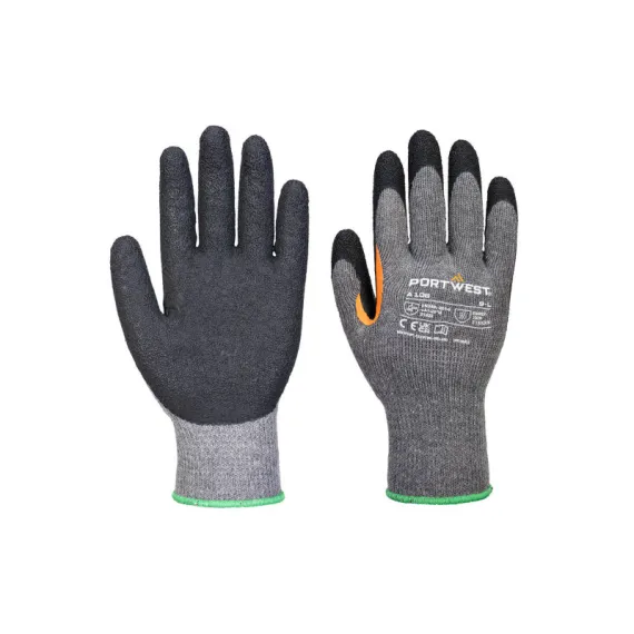 A106 - Grip 10 Latex megerősített hüvelykujjas kesztyű (12 pár) - szürke/fekete - L, Szín: szürke/fekete, Méret: L