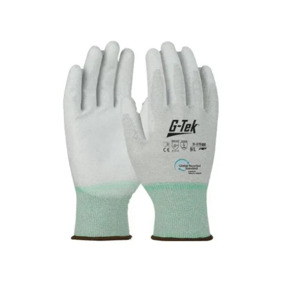 G-TEK 3RX 13G kötött, PU mártott munkavédelmi kesztyű - fehér/zöld - 10/XL, Szín: fehér/zöld, Méret: 10/XL