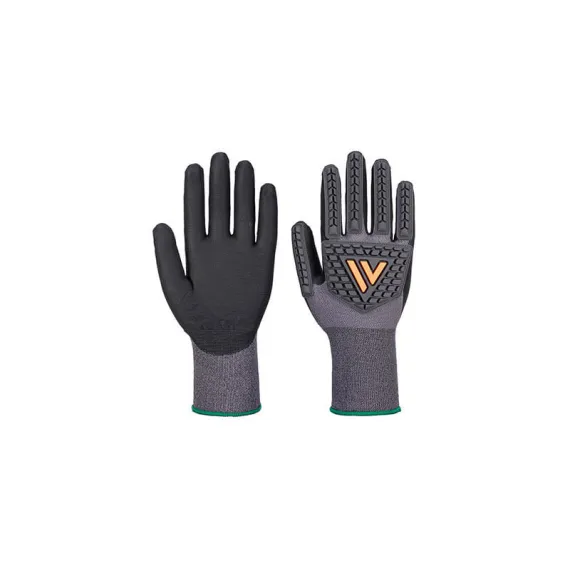 A715 - Grip 15 nitril ütésálló kesztyű - fekete/szürke - S, Szín: fekete/szürke, Méret: S