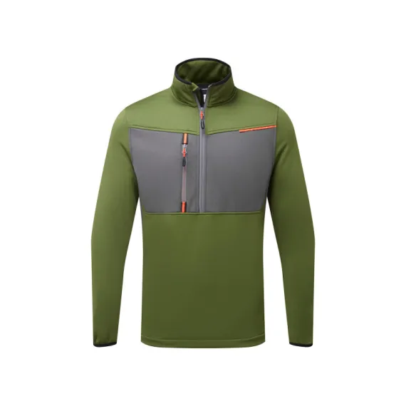 T755 - WX3 félzippzáras polár - zöld/szürke - 3XL, Szín: zöld/szürke, Méret: 3XL