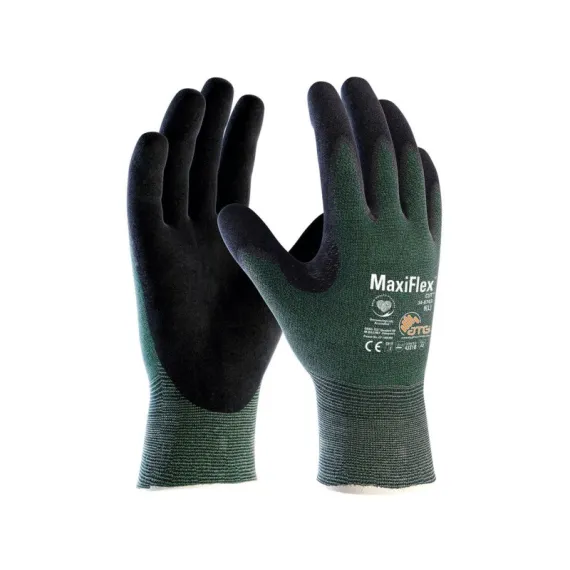 ATG MaxiFlex Cut mártott kesztyű - 34-8743 - fekete/zöld - 12/3XL, Szín: fekete/zöld, Méret: 12/3XL