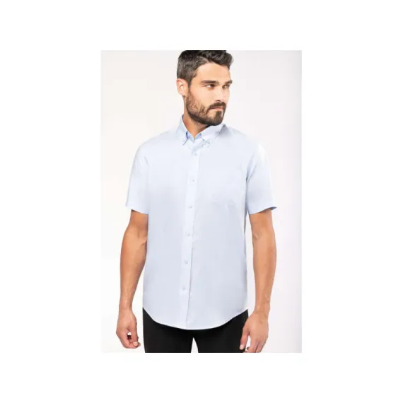 KARIBAN Férfi ing rövid ujjú - fehér - 3XL, Szín: fehér, Méret: 3XL
