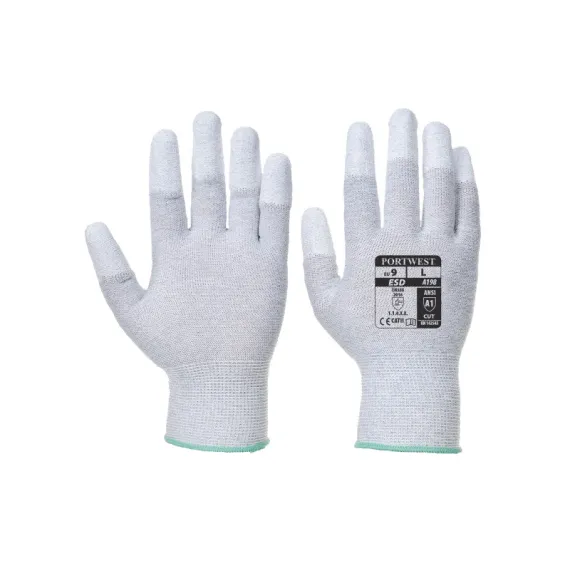 VA198 -  ESD ujjvég bevont védőkesztyű automatákhoz - szürke - 10/XL, Szín: szürke, Méret: 10/XL